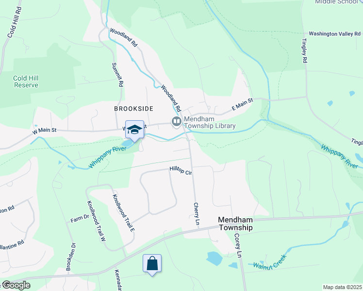 map of restaurants, bars, coffee shops, grocery stores, and more near 3 Butternut Drive in Mendham