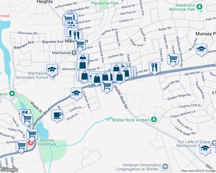 map of restaurants, bars, coffee shops, grocery stores, and more near 1370-1380 Northern Blvd in Manhasset