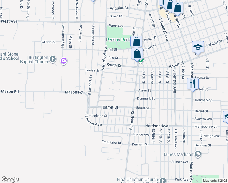 map of restaurants, bars, coffee shops, grocery stores, and more near 125 Indian Terrace in Burlington