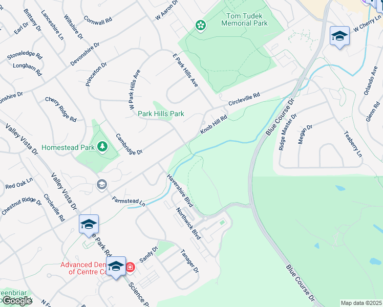 map of restaurants, bars, coffee shops, grocery stores, and more near Circleville to Penn State Bike Path in State College