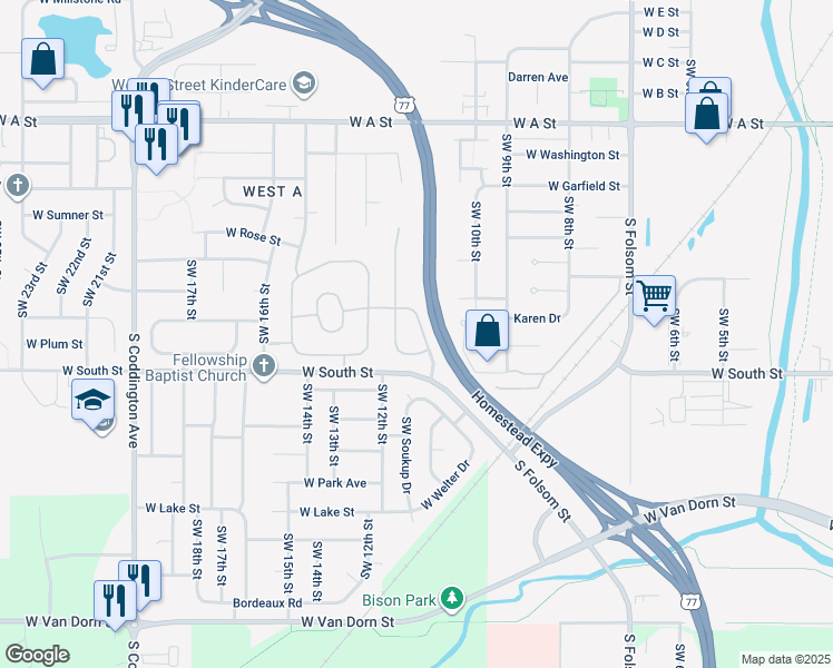 map of restaurants, bars, coffee shops, grocery stores, and more near 1941 Last Road in Lincoln