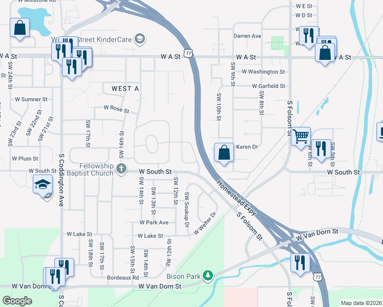 map of restaurants, bars, coffee shops, grocery stores, and more near 1941 Last Road in Lincoln