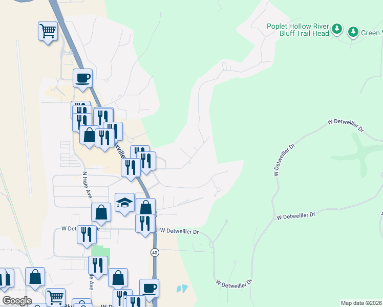 map of restaurants, bars, coffee shops, grocery stores, and more near 8710 North Picture Ridge Road in Peoria