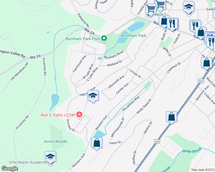 map of restaurants, bars, coffee shops, grocery stores, and more near 23 Ellsworth Avenue in Morristown