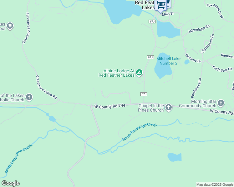 map of restaurants, bars, coffee shops, grocery stores, and more near 180 Piney Knolls Drive in Red Feather Lakes