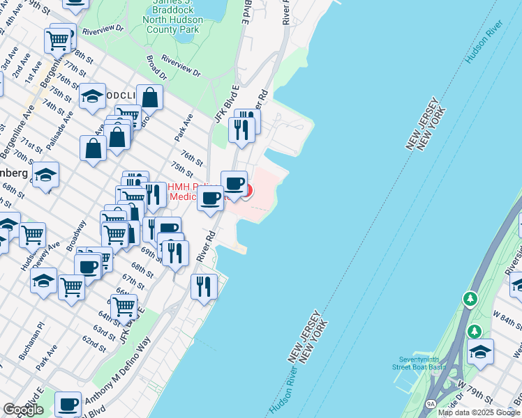 map of restaurants, bars, coffee shops, grocery stores, and more near 7706 Marine Rd in North Bergen