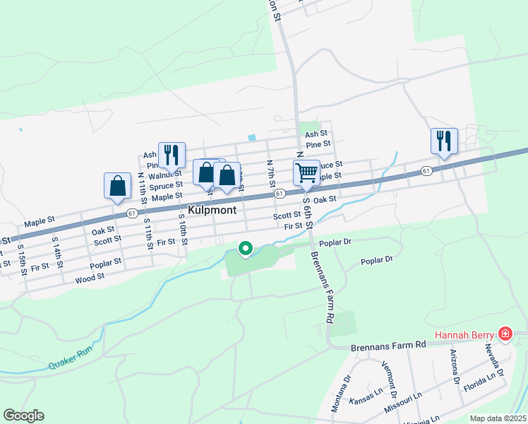 map of restaurants, bars, coffee shops, grocery stores, and more near 746 Chestnut Street in Kulpmont