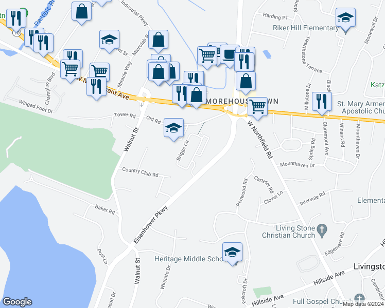 map of restaurants, bars, coffee shops, grocery stores, and more near in Livingston