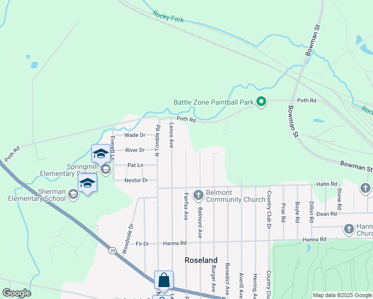 map of restaurants, bars, coffee shops, grocery stores, and more near 1430 Fairfax Avenue in Mansfield