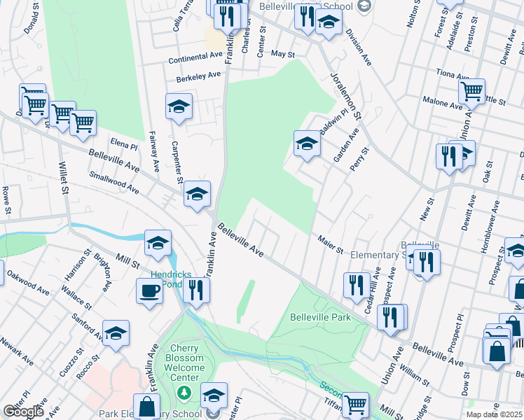 map of restaurants, bars, coffee shops, grocery stores, and more near 8 Jerome Court in Belleville