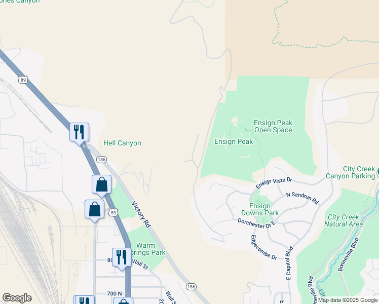 map of restaurants, bars, coffee shops, grocery stores, and more near 1107 Twickenham Drive in Salt Lake City