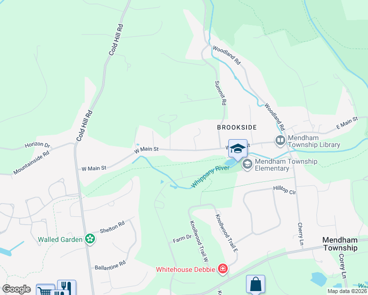 map of restaurants, bars, coffee shops, grocery stores, and more near 31 West Main Street in Mendham Township