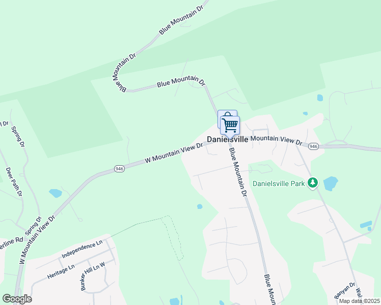 map of restaurants, bars, coffee shops, grocery stores, and more near 4035 West Mountain View Drive in Danielsville