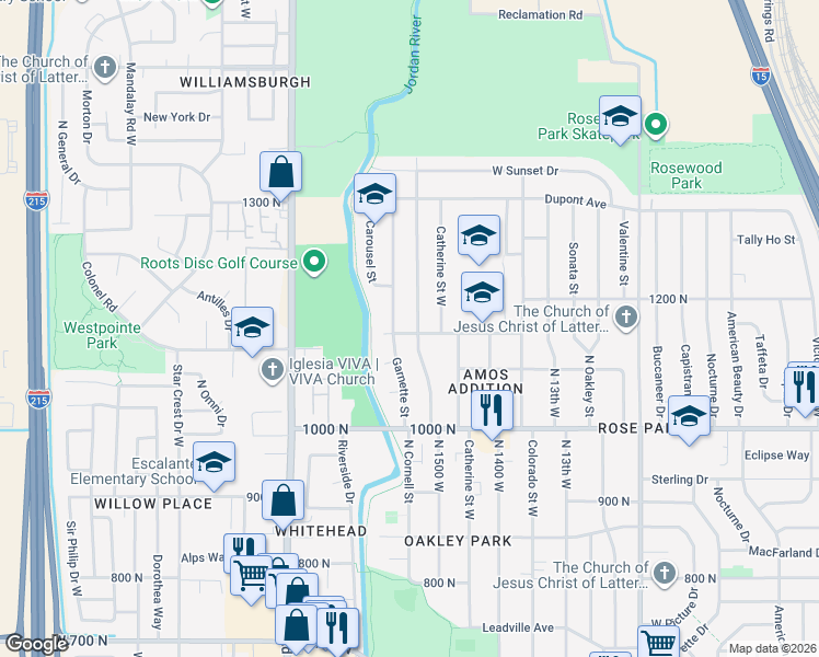 map of restaurants, bars, coffee shops, grocery stores, and more near 1506 Goodwin Avenue in Salt Lake City