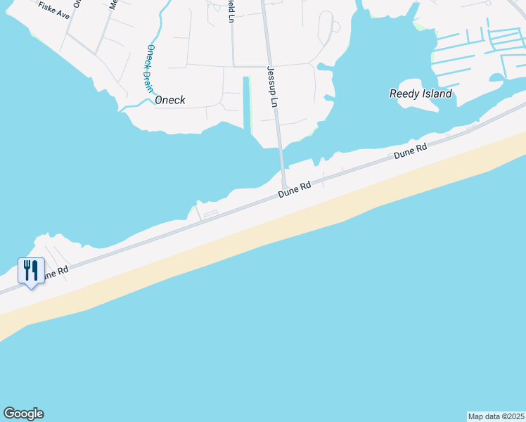 map of restaurants, bars, coffee shops, grocery stores, and more near 253 Dune Road in Westhampton Beach