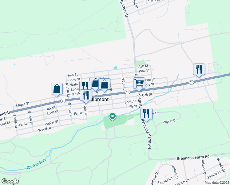 map of restaurants, bars, coffee shops, grocery stores, and more near 746 Chestnut Street in Kulpmont