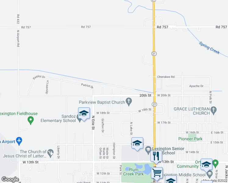 map of restaurants, bars, coffee shops, grocery stores, and more near 2004 Ridgeway Drive in Lexington