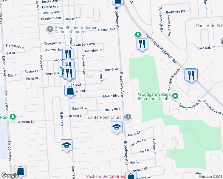 map of restaurants, bars, coffee shops, grocery stores, and more near in Holbrook