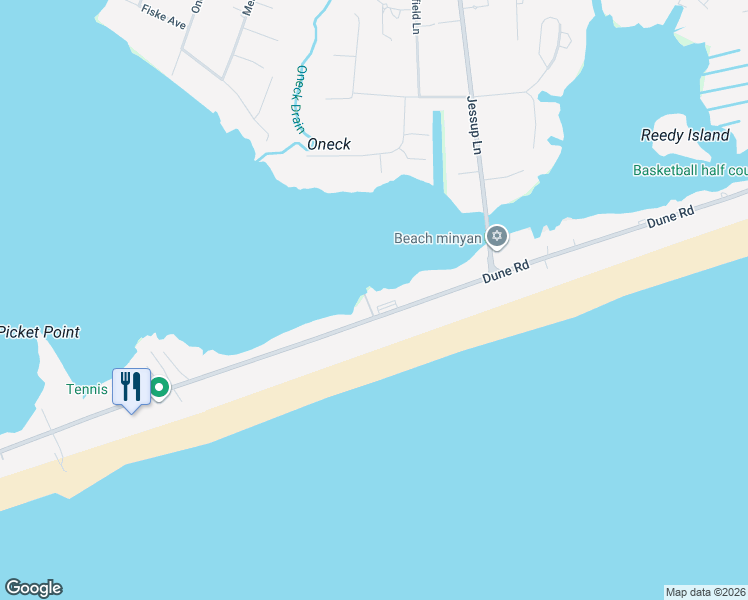 map of restaurants, bars, coffee shops, grocery stores, and more near 274 Dune Road in Westhampton Beach