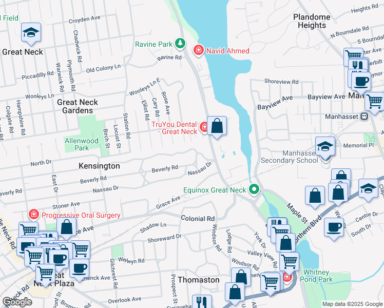 map of restaurants, bars, coffee shops, grocery stores, and more near 86 Arleigh Rd in Great Neck