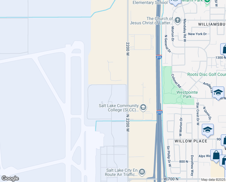 map of restaurants, bars, coffee shops, grocery stores, and more near 1215 North 2200 West in Salt Lake City
