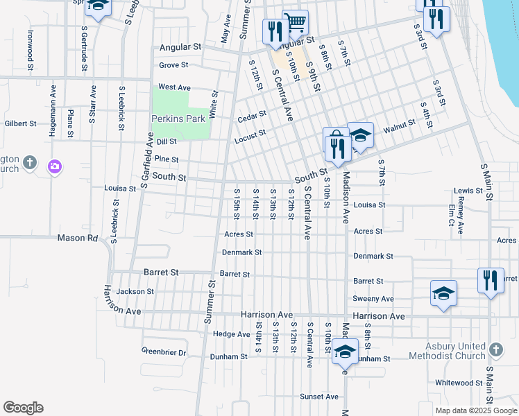 map of restaurants, bars, coffee shops, grocery stores, and more near 1314 South 14th Street in Burlington