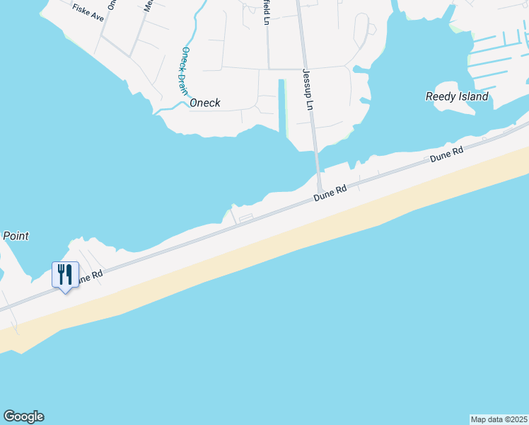 map of restaurants, bars, coffee shops, grocery stores, and more near 260 Dune Road in Westhampton Beach
