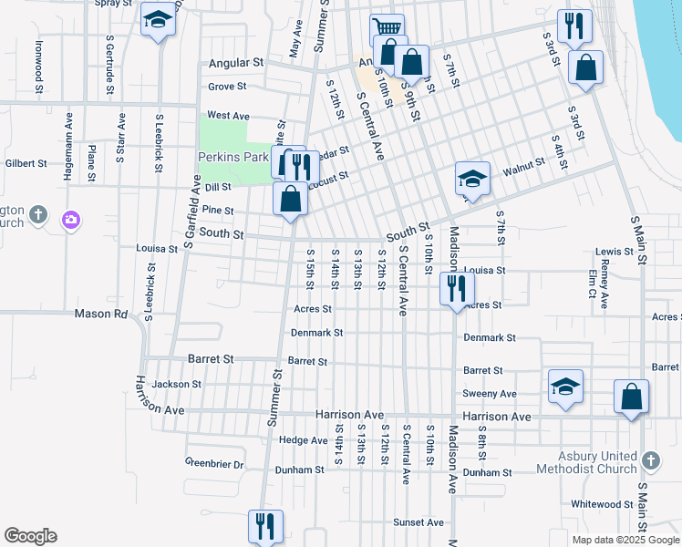 map of restaurants, bars, coffee shops, grocery stores, and more near 1314 South 14th Street in Burlington