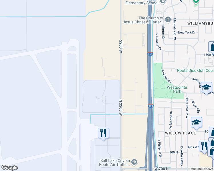 map of restaurants, bars, coffee shops, grocery stores, and more near 1215 North 2200 West in Salt Lake City