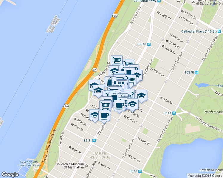 map of restaurants, bars, coffee shops, grocery stores, and more near 700 West End Avenue in New York