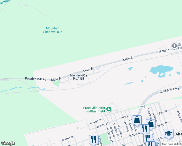 map of restaurants, bars, coffee shops, grocery stores, and more near in Gilberton