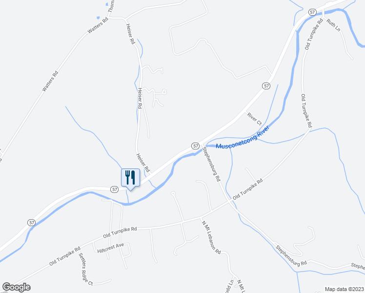 map of restaurants, bars, coffee shops, grocery stores, and more near 1349 New Jersey 57 in Mansfield Township