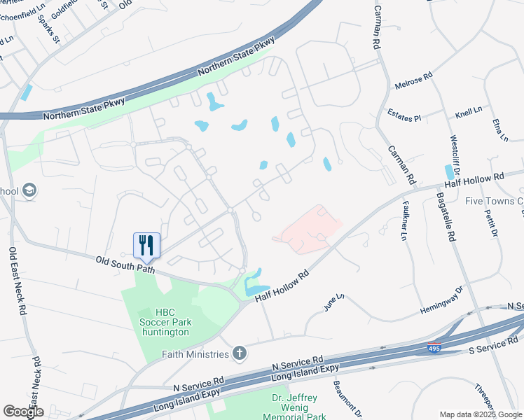 map of restaurants, bars, coffee shops, grocery stores, and more near 134 Altessa Boulevard in Melville