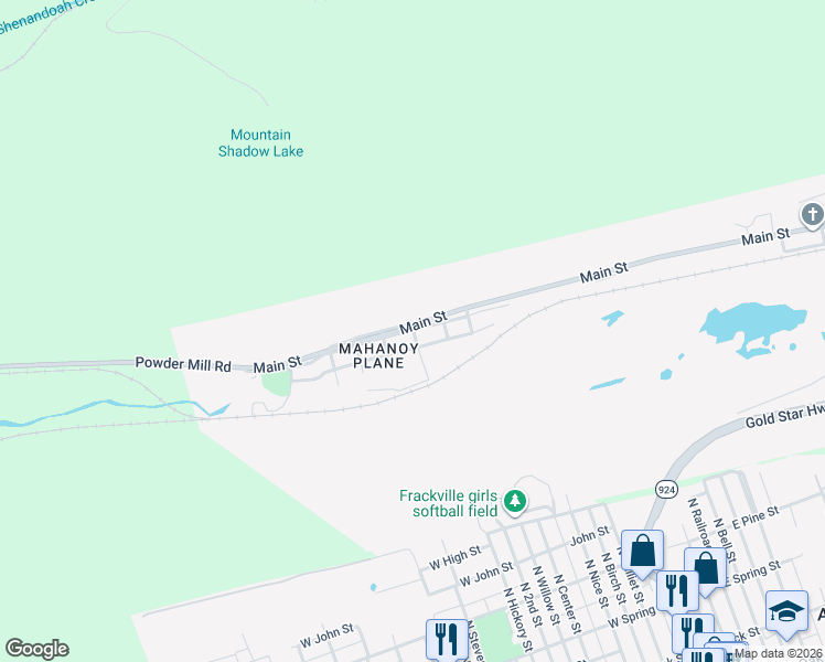 map of restaurants, bars, coffee shops, grocery stores, and more near in Gilberton