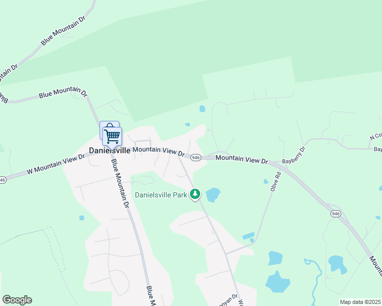 map of restaurants, bars, coffee shops, grocery stores, and more near 1326 Walnut Drive in Danielsville