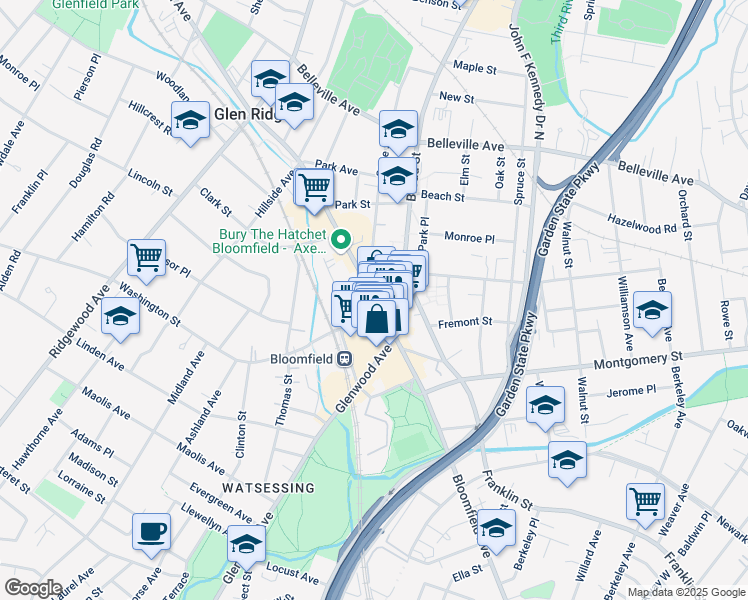 map of restaurants, bars, coffee shops, grocery stores, and more near 600 Bloomfield Avenue in Bloomfield