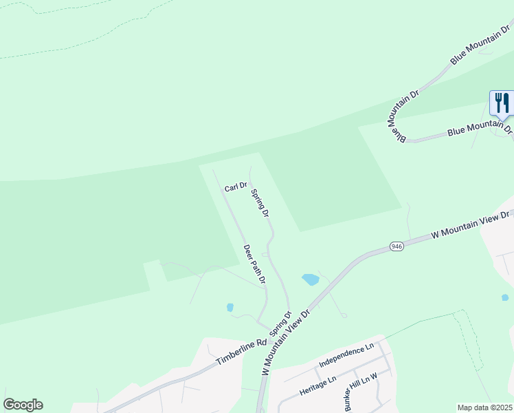 map of restaurants, bars, coffee shops, grocery stores, and more near 1409 Spring Drive in Walnutport