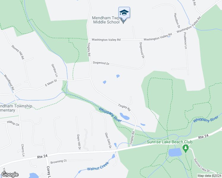 map of restaurants, bars, coffee shops, grocery stores, and more near 23 Tingley Road in Morristown