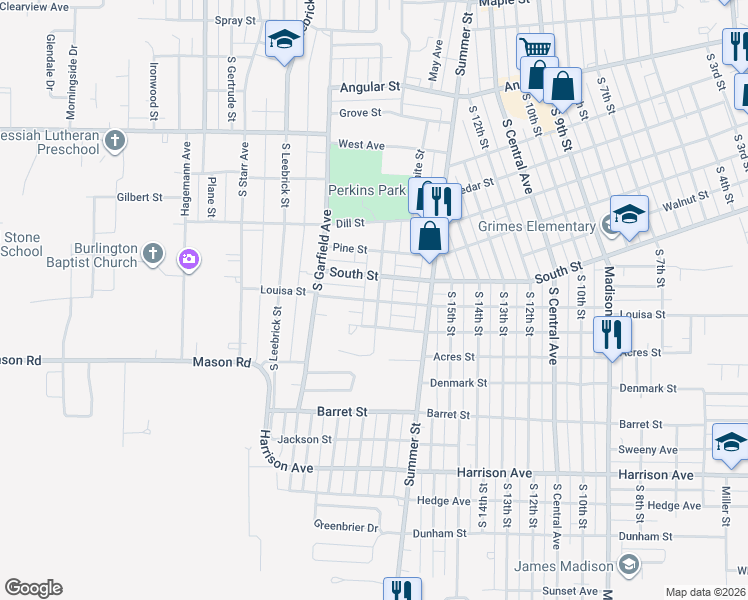map of restaurants, bars, coffee shops, grocery stores, and more near 101 South Street in Burlington