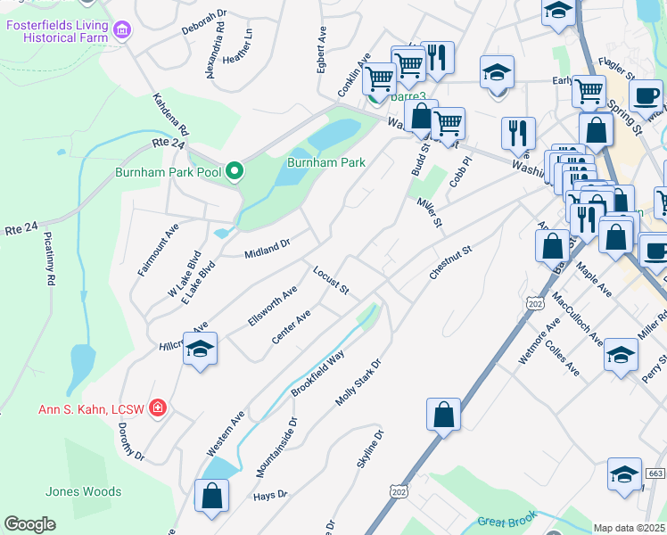 map of restaurants, bars, coffee shops, grocery stores, and more near 70 Hillcrest Avenue in Morristown