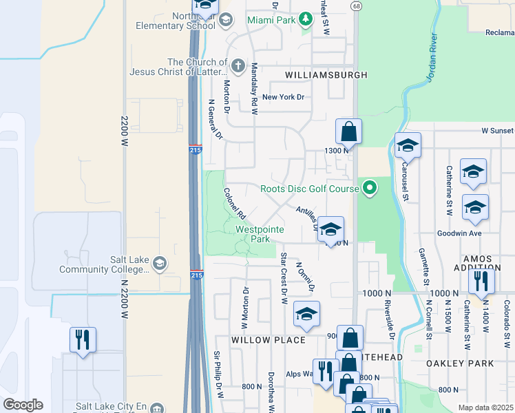 map of restaurants, bars, coffee shops, grocery stores, and more near 1178 North Reveille Circle in Salt Lake City