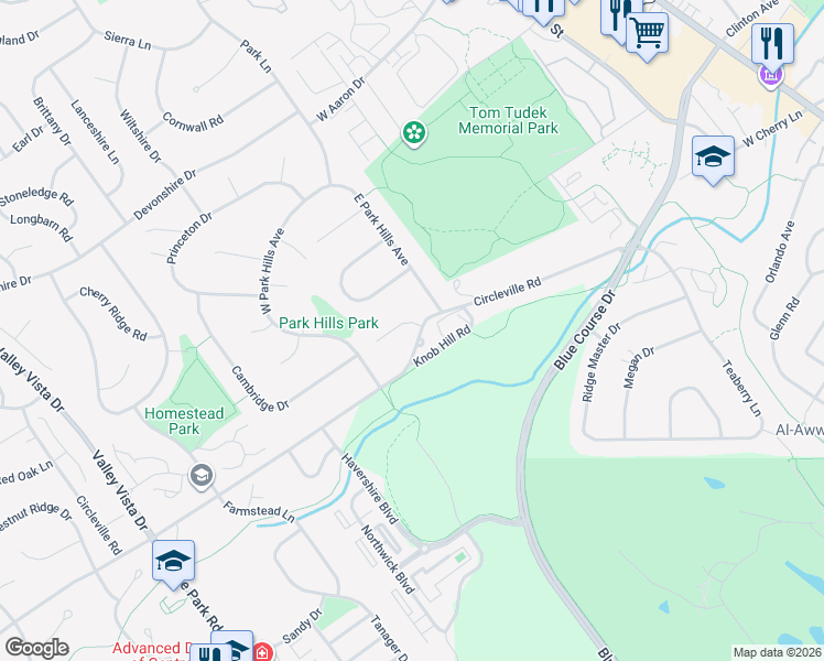map of restaurants, bars, coffee shops, grocery stores, and more near 1601-1699 Oxford Cir in State College
