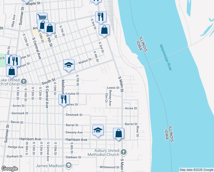 map of restaurants, bars, coffee shops, grocery stores, and more near 312 Lewis Street in Burlington