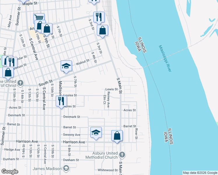 map of restaurants, bars, coffee shops, grocery stores, and more near 312 Lewis Street in Burlington