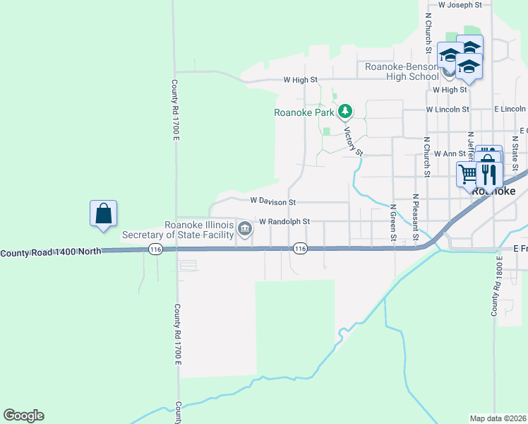 map of restaurants, bars, coffee shops, grocery stores, and more near 1202A West Randolph Street in Roanoke