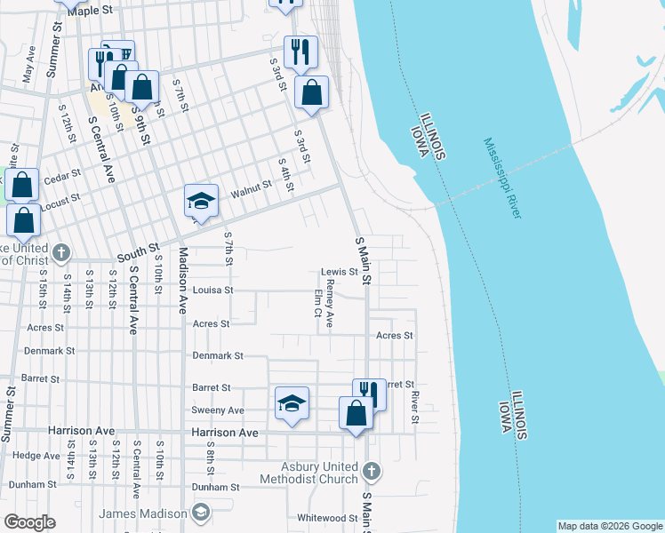 map of restaurants, bars, coffee shops, grocery stores, and more near 312 Lewis Street in Burlington