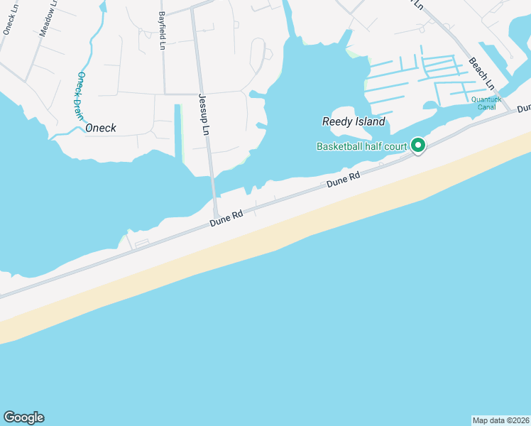 map of restaurants, bars, coffee shops, grocery stores, and more near 221 Dune Road in Westhampton Beach