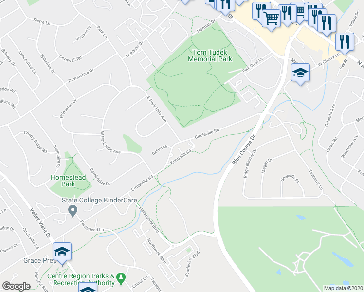 map of restaurants, bars, coffee shops, grocery stores, and more near 133 Stanbury Lane in State College