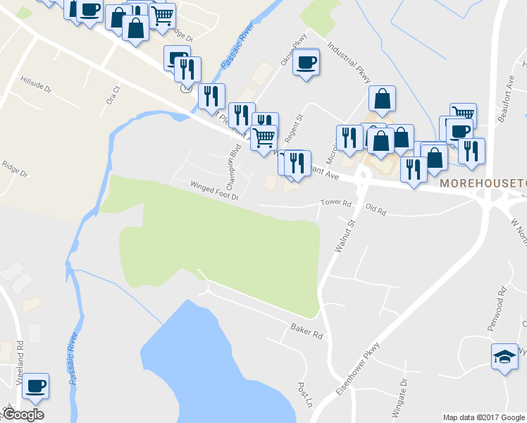 map of restaurants, bars, coffee shops, grocery stores, and more near 37 Tower Road in Livingston