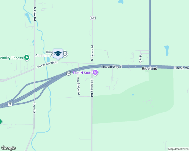 map of restaurants, bars, coffee shops, grocery stores, and more near 134 South Kansas Road in Orrville